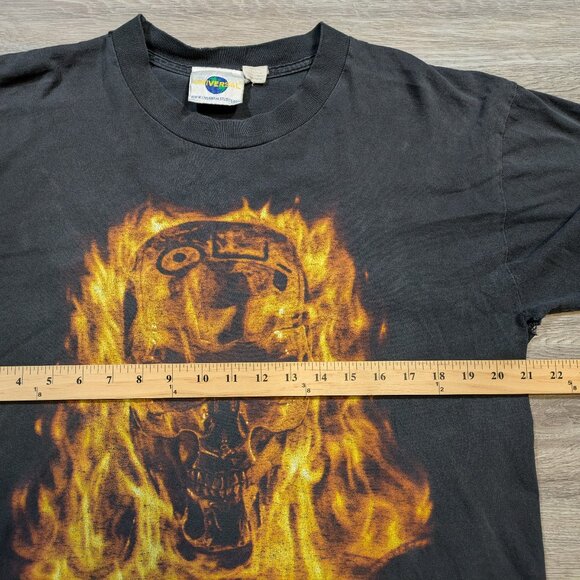 Vintage Terminator 2 3D Universal Studios Graphic Shirt Men's Large Black Skull - Picture 9 of 10